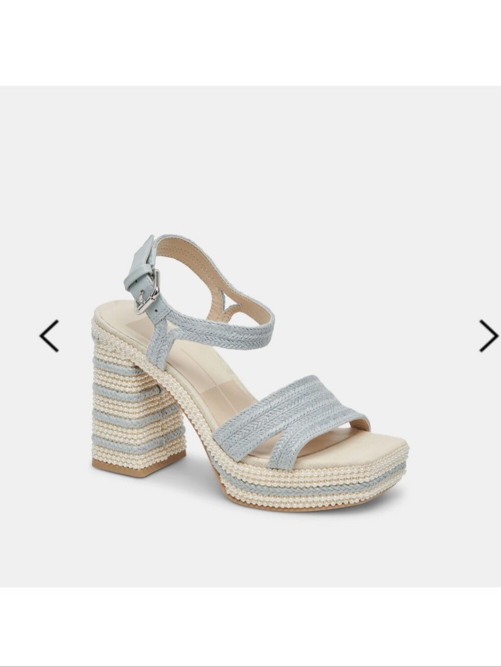 Dolce Vita Anira Pearl Platform Sandals Light Blue Pearls